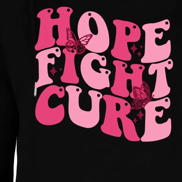 Hope Fight Cure Breast Cancer Butterfly Awareness Womens Funnel Neck Pullover Hood