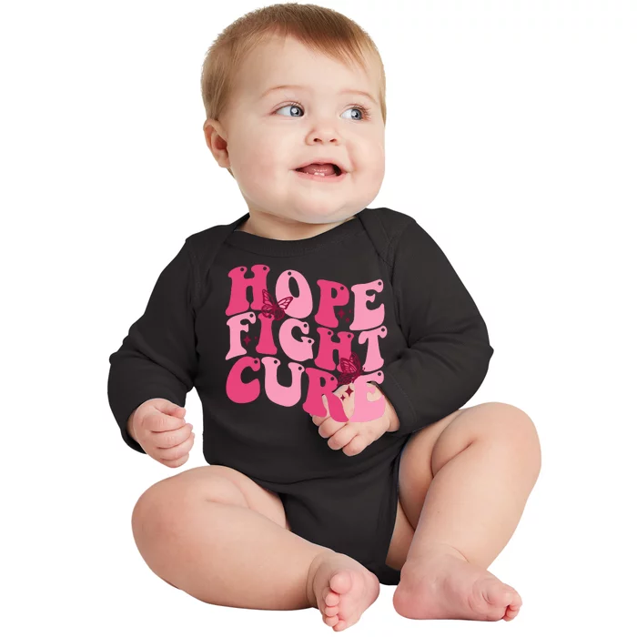 Hope Fight Cure Breast Cancer Butterfly Awareness Baby Long Sleeve Bodysuit