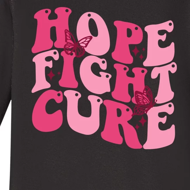 Hope Fight Cure Breast Cancer Butterfly Awareness Baby Long Sleeve Bodysuit