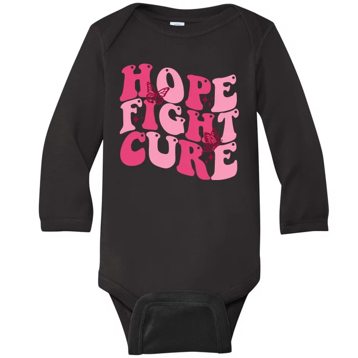 Hope Fight Cure Breast Cancer Butterfly Awareness Baby Long Sleeve Bodysuit