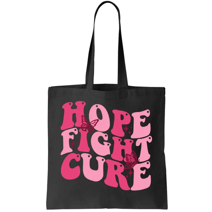 Hope Fight Cure Breast Cancer Butterfly Awareness Tote Bag