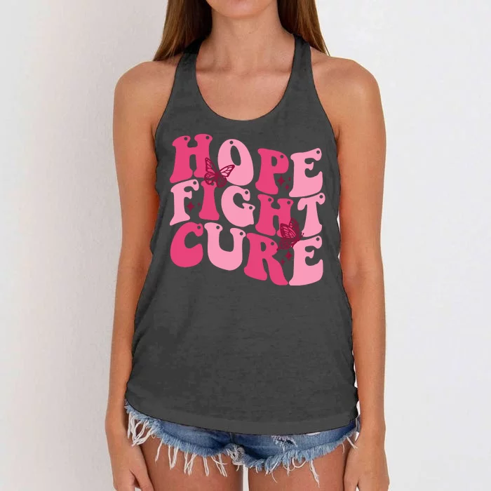 Hope Fight Cure Breast Cancer Butterfly Awareness Women's Knotted Racerback Tank