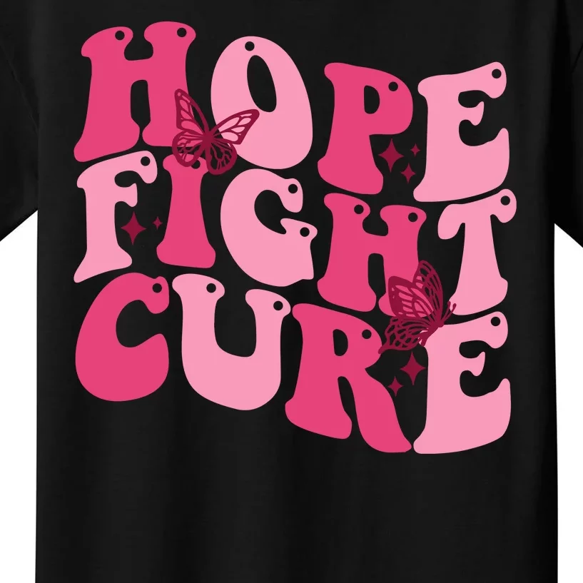 Hope Fight Cure Breast Cancer Butterfly Awareness Kids T-Shirt