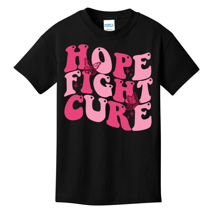 Hope Fight Cure Breast Cancer Butterfly Awareness Kids T-Shirt