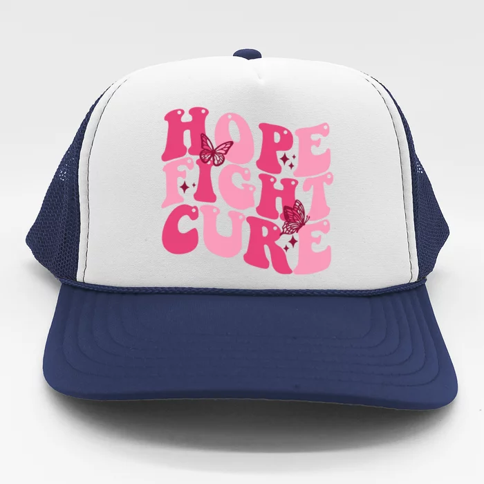 Hope Fight Cure Breast Cancer Butterfly Awareness Trucker Hat