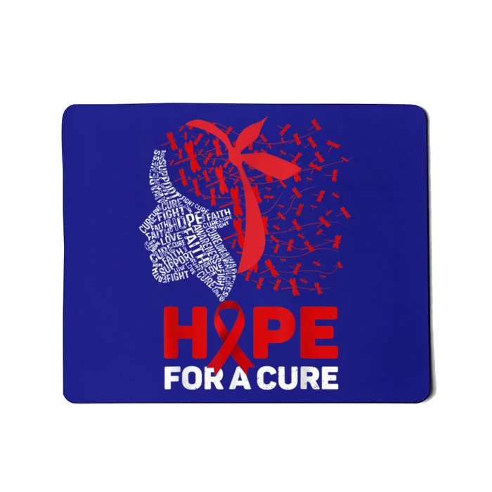 Hope For Cure Red Ribbon Warrior Hiv Aids Awareness Gift Mousepad