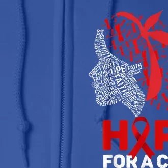 Hope For Cure Red Ribbon Warrior Hiv Aids Awareness Gift Full Zip Hoodie