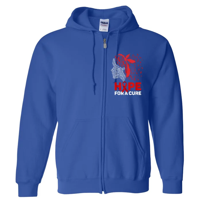 Hope For Cure Red Ribbon Warrior Hiv Aids Awareness Gift Full Zip Hoodie