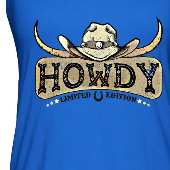 Howdy Funny Cow Western Rodeo Horse Lover Cool Gift Ladies Essential Flowy Tank