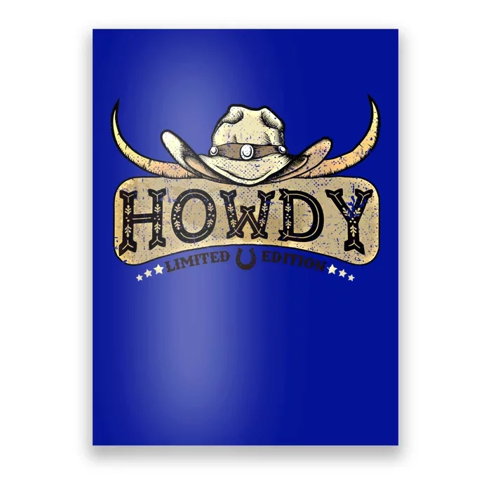 Howdy Funny Cow Western Rodeo Horse Lover Cool Gift Poster