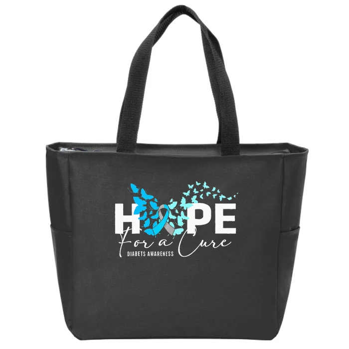 Hope For Cure Diabetes Awareness Butterfly Type 1 Diabetes Zip Tote Bag