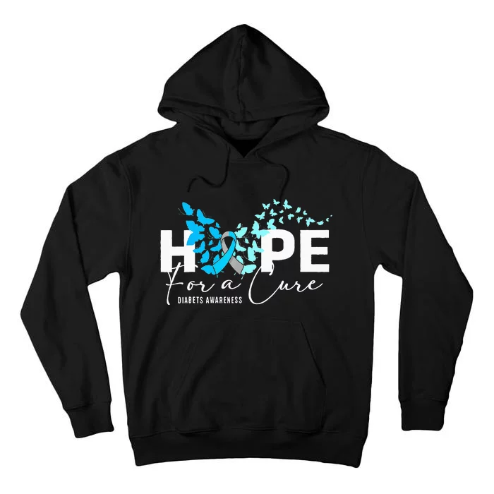 Hope For Cure Diabetes Awareness Butterfly Type 1 Diabetes Tall Hoodie