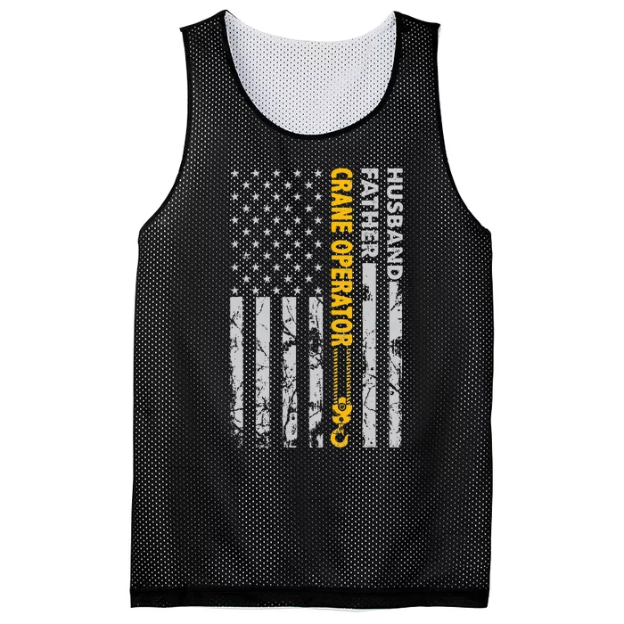 Husband Father Crane Operator Usa Flag Fathers Day Gift Mesh Reversible Basketball Jersey Tank