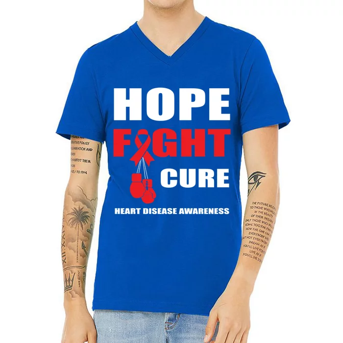 Hope Fight Cure Heart Disease In February Heart Health Month Gift V-Neck T-Shirt