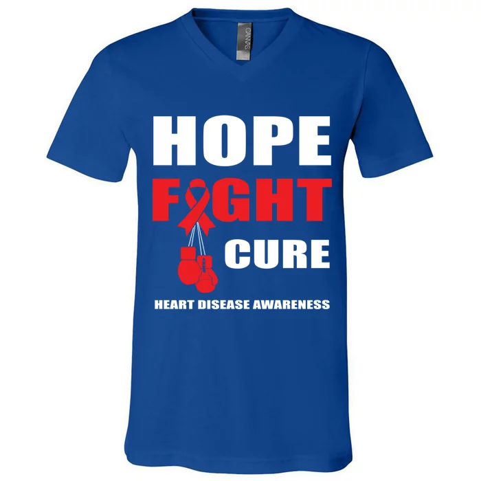 Hope Fight Cure Heart Disease In February Heart Health Month Gift V-Neck T-Shirt