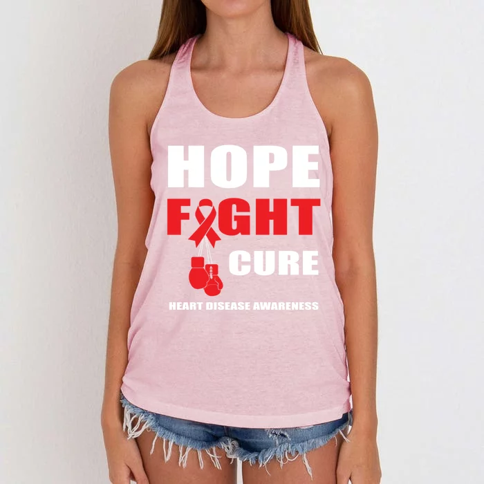 Hope Fight Cure Heart Disease In February Heart Health Month Gift Women's Knotted Racerback Tank