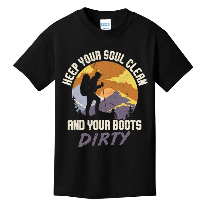 Hiking Fan Camping Lovers Soul Clean Boots Dirty Gift Kids T-Shirt