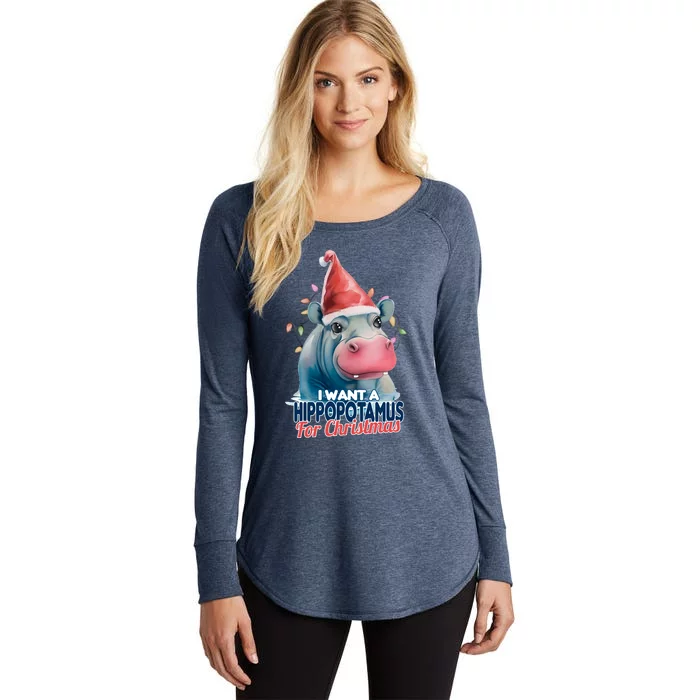 Hippopotamus For Christmas Women's Perfect Tri Tunic Long Sleeve Shirt