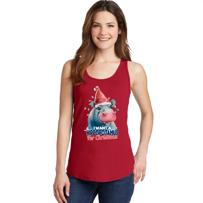 Hippopotamus For Christmas Ladies Essential Tank