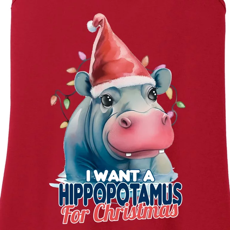 Hippopotamus For Christmas Ladies Essential Tank