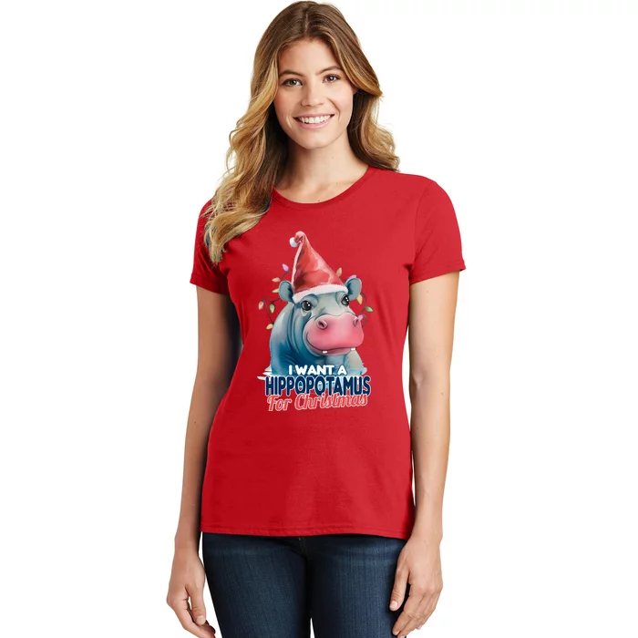 Hippopotamus For Christmas Women's T-Shirt