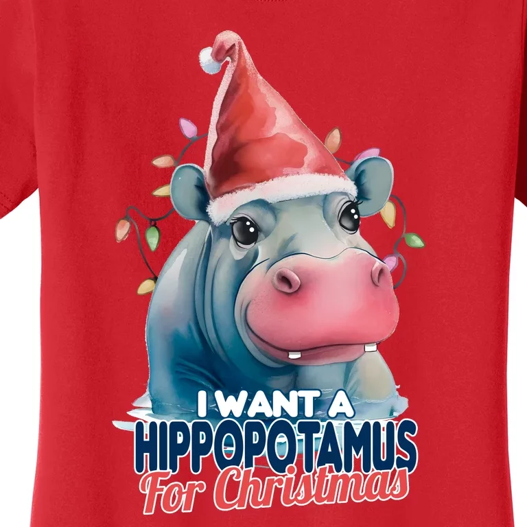 Hippopotamus For Christmas Women's T-Shirt