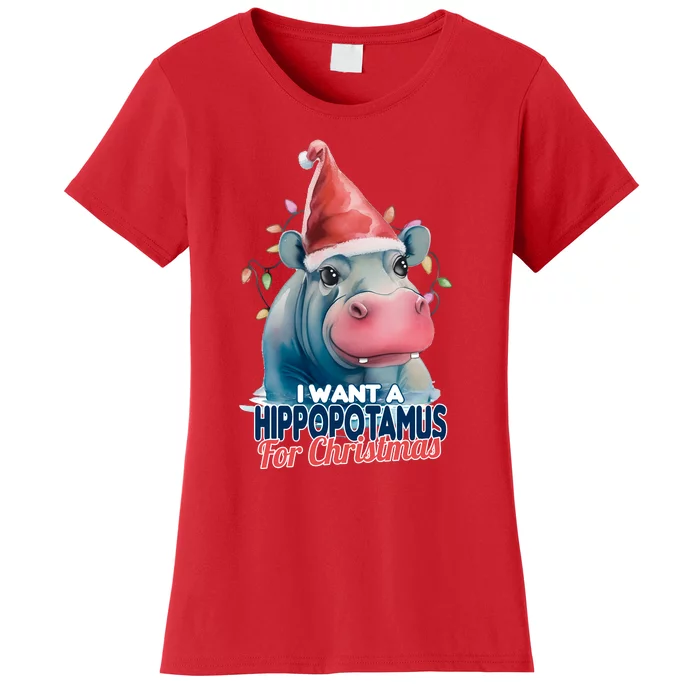 Hippopotamus For Christmas Women's T-Shirt