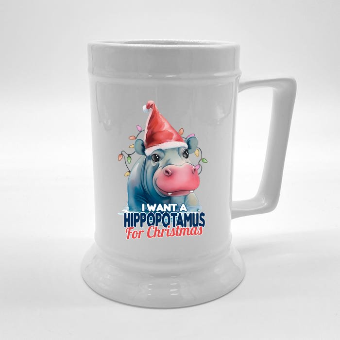 Hippopotamus For Christmas Front & Back Beer Stein