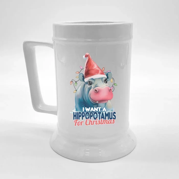 Hippopotamus For Christmas Front & Back Beer Stein