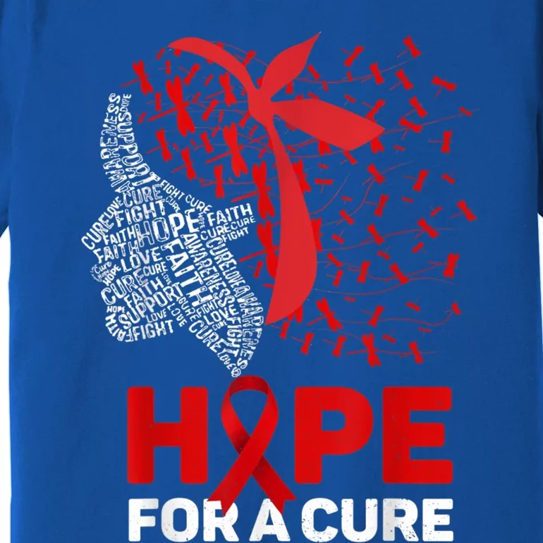 Hope For Cure Red Ribbon Warrior Hiv Aids Awareness Cool Gift Premium T-Shirt