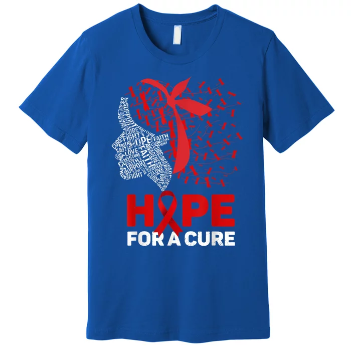 Hope For Cure Red Ribbon Warrior Hiv Aids Awareness Cool Gift Premium T-Shirt