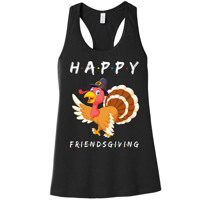 Happy Friendsgiving Cute Turkey Friend Thanksgiving Matching Women's Racerback Tank