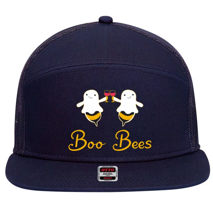 Halloween Funny Cute Boo Bees Ghost Matching Couples Family Gift 7 Panel Mesh Trucker Snapback Hat