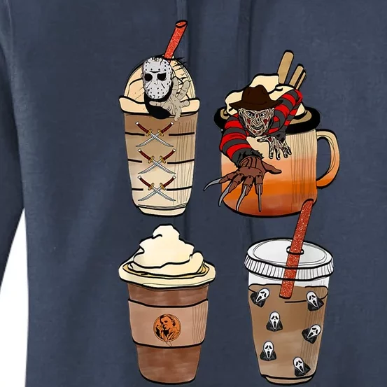 Horror Fall Coffee Pumpkin Spice Latte Iced Autumn Halloween Gift Women's Pullover Hoodie