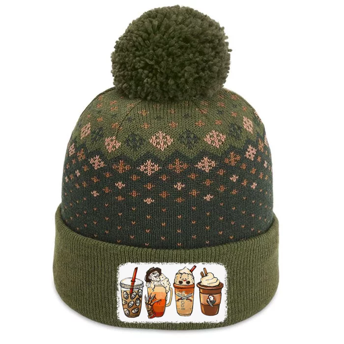 Horror Fall Coffee Pumpkin Spice Latte Iced Autumn Halloween The Baniff Cuffed Pom Beanie