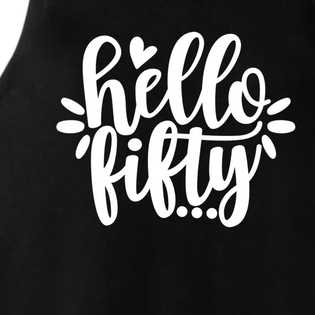 Hello Fifty Cute Hello Fifty Squad 50th Birthday Cute Gift Ladies Tri-Blend Wicking Tank