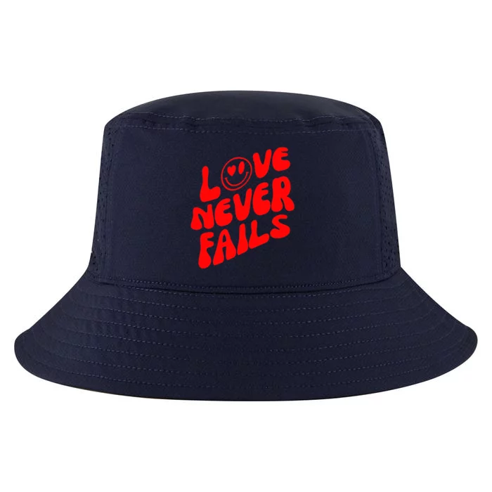 Happy Face Christian Hearts Love Never Fails Valentines Day Gift Cool Comfort Performance Bucket Hat