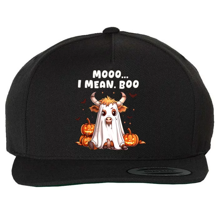 Halloween Funny Cow Lovers Moo I Mean Boo Funny Cute Cows Gift Wool Snapback Cap