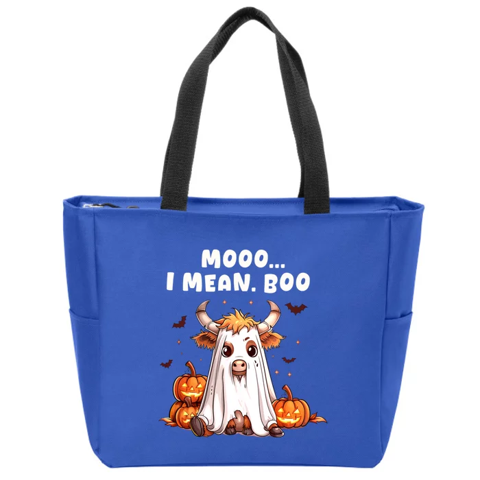 Halloween Funny Cow Lovers Moo I Mean Boo Funny Cute Cows Gift Zip Tote Bag