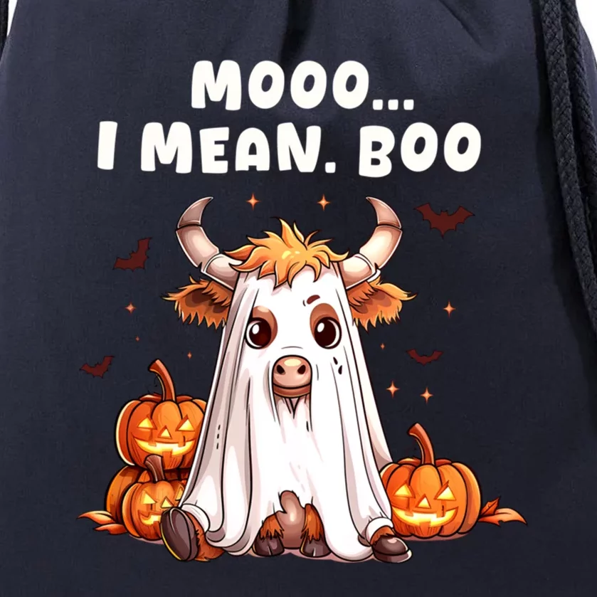 Halloween Funny Cow Lovers Moo I Mean Boo Funny Cute Cows Gift Drawstring Bag