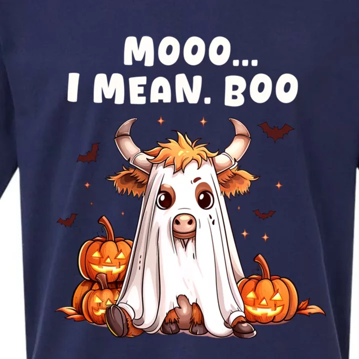 Halloween Funny Cow Lovers Moo I Mean Boo Funny Cute Cows Gift Sueded Cloud Jersey T-Shirt