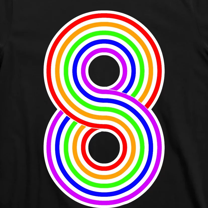 Happy Family Clothing Rainbow 8th Birthday Number 8 T-Shirt