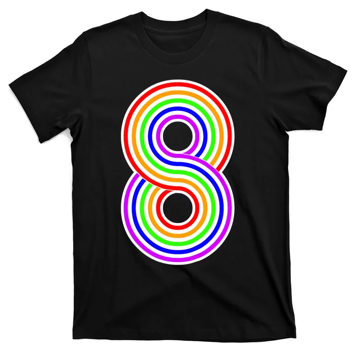 Happy Family Clothing Rainbow 8th Birthday Number 8 T-Shirt