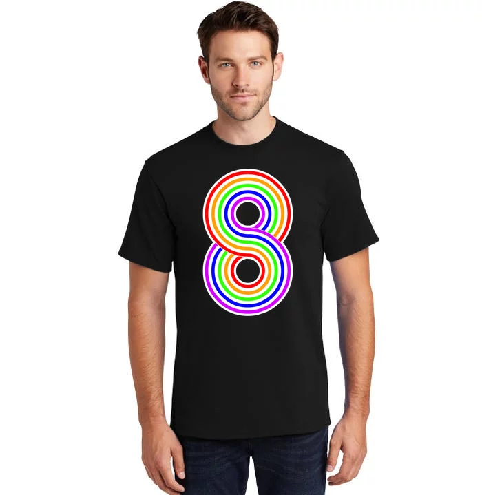 Happy Family Clothing Rainbow 8th Birthday Number 8 Tall T-Shirt