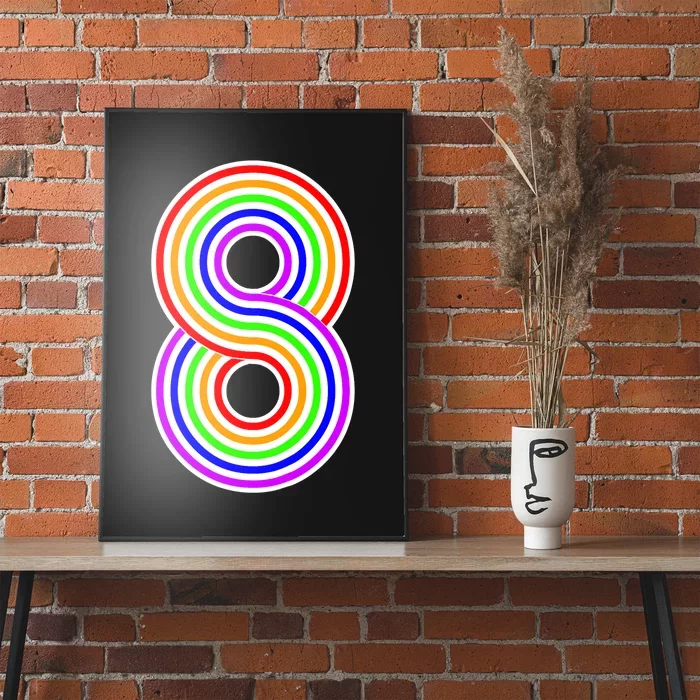 Happy Family Clothing Rainbow 8th Birthday Number 8 Poster