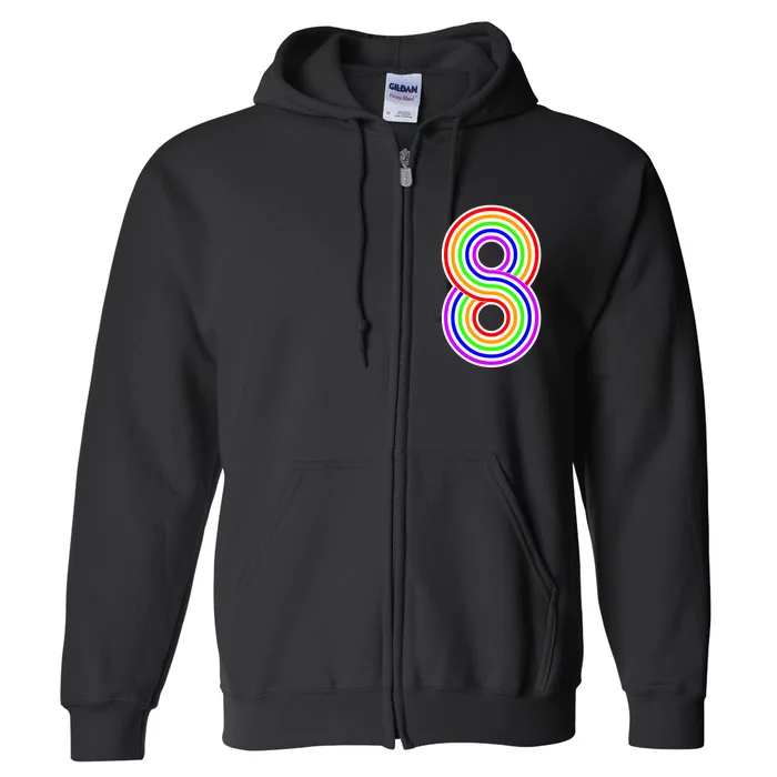 Happy Family Clothing Rainbow 8th Birthday Number 8 Full Zip Hoodie