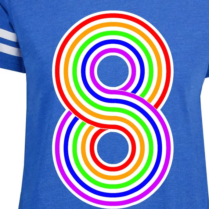 Happy Family Clothing Rainbow 8th Birthday Number 8 Enza Ladies Jersey Football T-Shirt