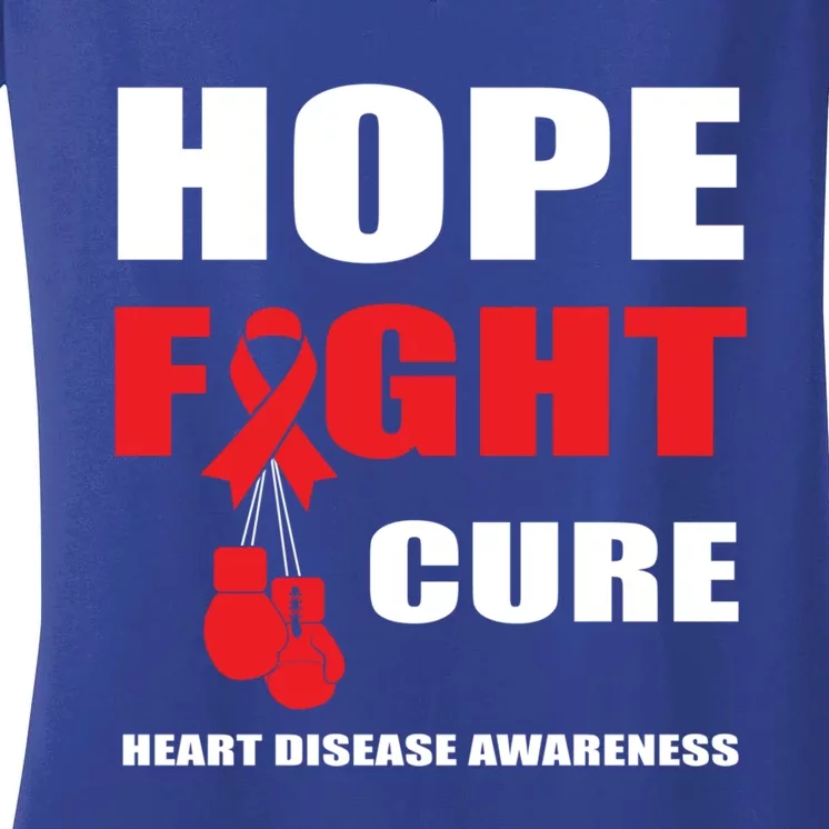 Hope Fight Cure Heart Disease In February Heart Health Month Great Gift Women's V-Neck T-Shirt