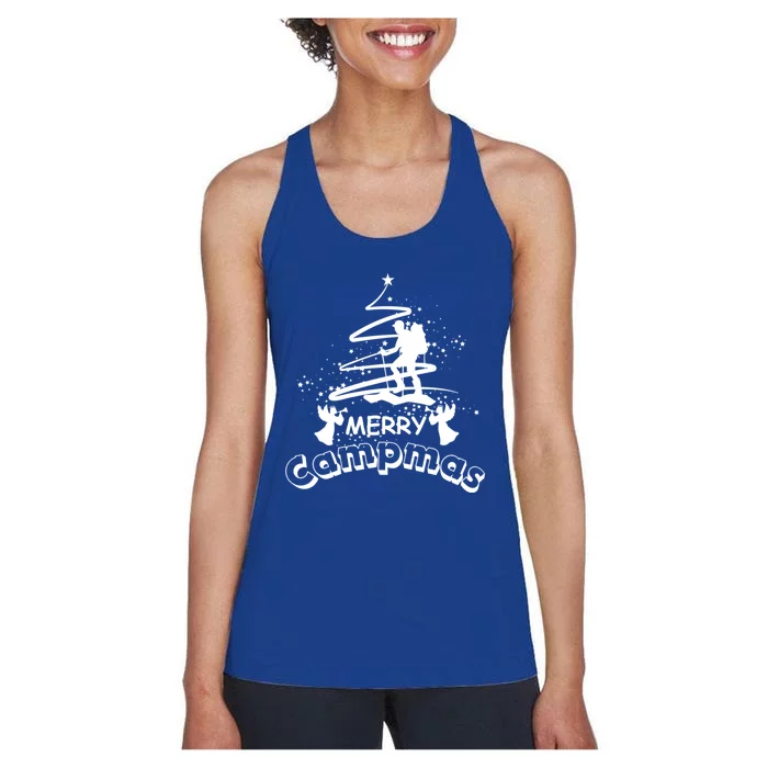 Holiday Funny Camping Lovers Merry Campmas Gift Women's Racerback Tank