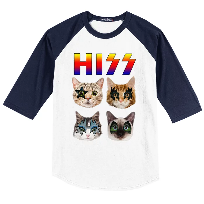 Hiss Funny Cats Kittens Rock Rockin Baseball Sleeve Shirt